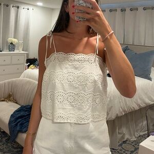 Eyelet White Crop Top